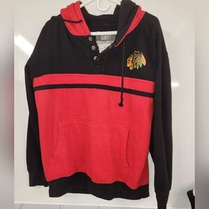 Chicago Blackhawks NHL Old time hockey Black and Red Fleece Pullover, Large